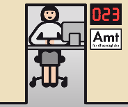 Blick in Büro Blick in ein Büro im Amt, am Computer am Schreibtisch sitzt eine Frau
