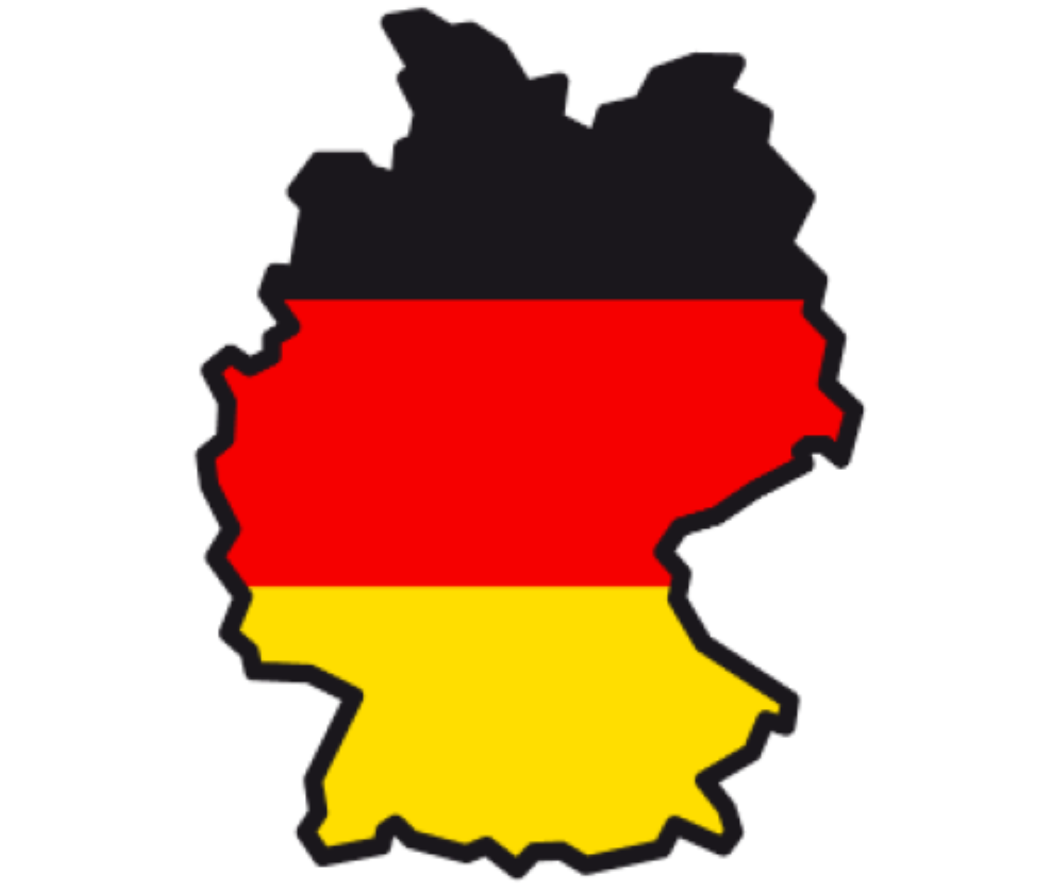 Länderumriss Deutschland Schwarz Rot Gold Länderumriss der BRD in den Farben Schwarz Rot Gold